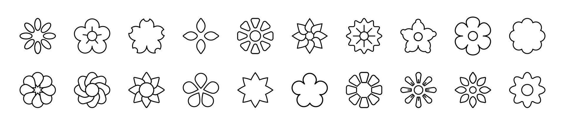 Set of line icons of flower. Editable stroke. Simple outline sign for web sites, newspapers, articles book vector