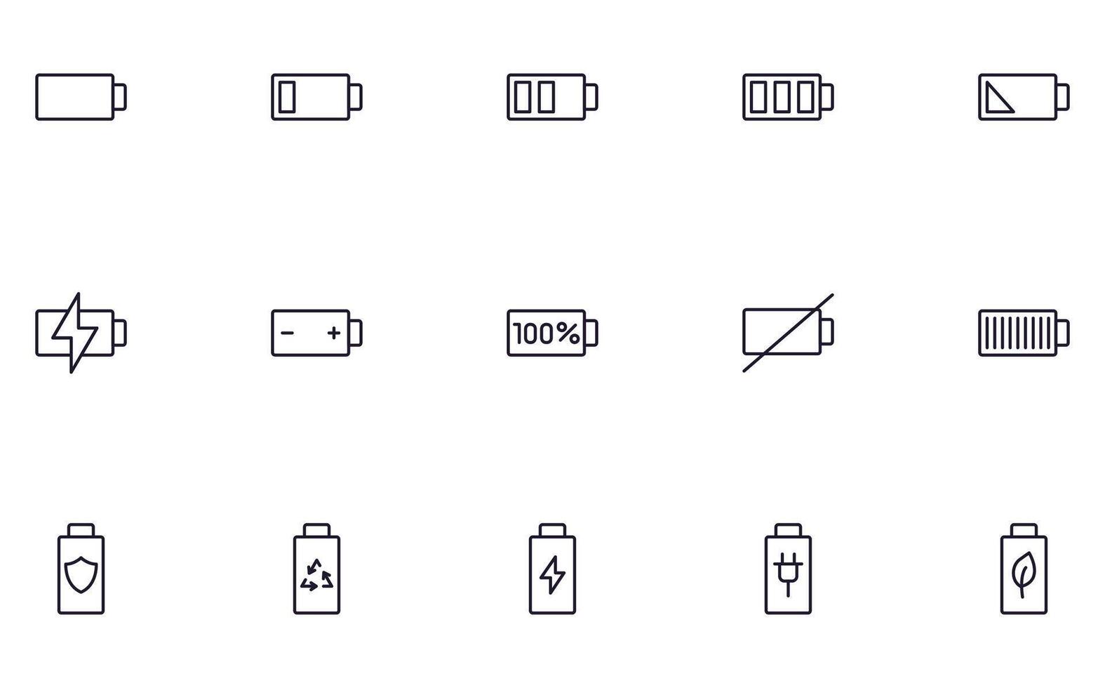 Battery concept. Collection of modern high quality battery line icons. Editable stroke. Premium linear symbol for web sites, flyers, banners, online shops and companies. vector