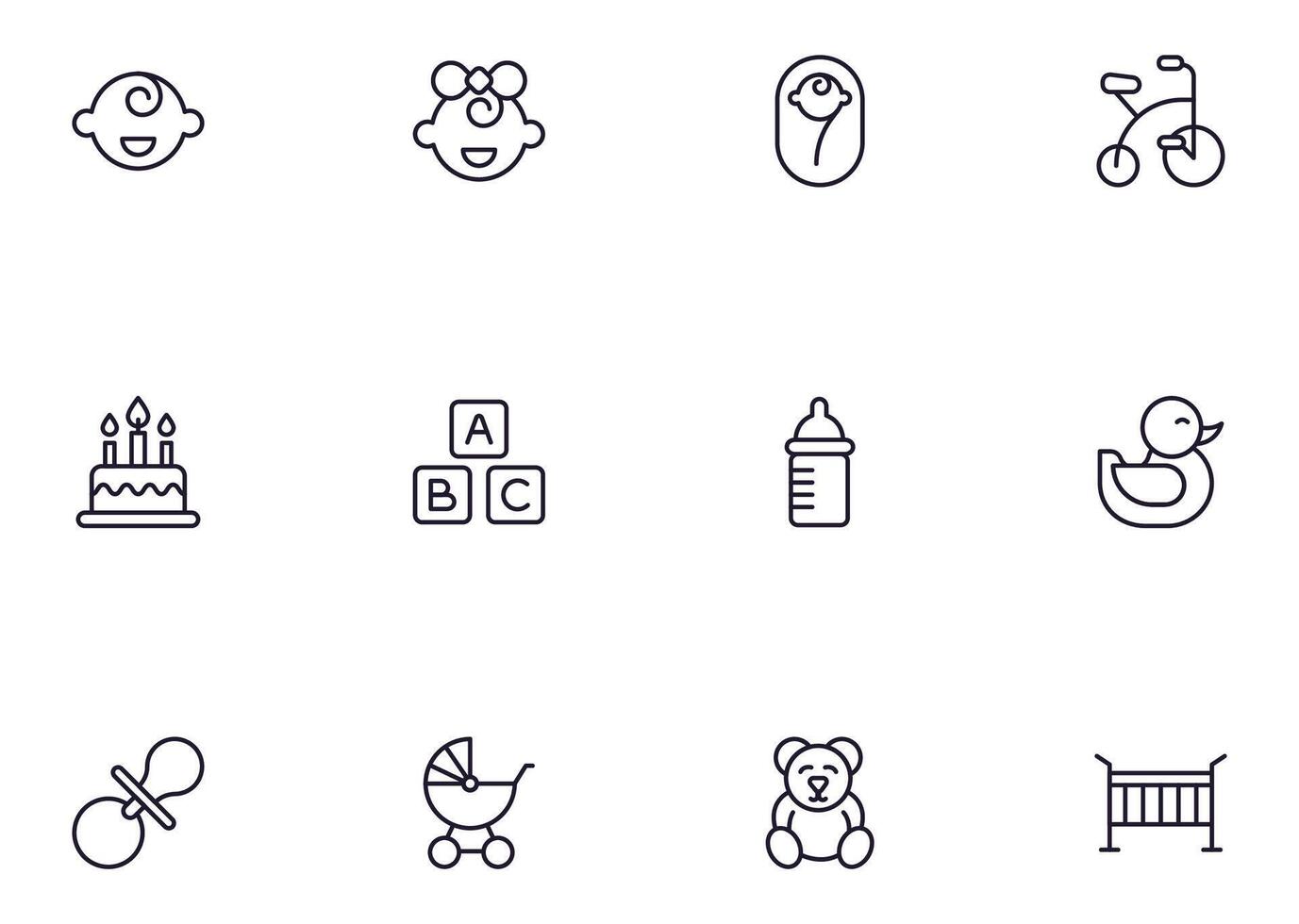 Baby line icon on white background vector