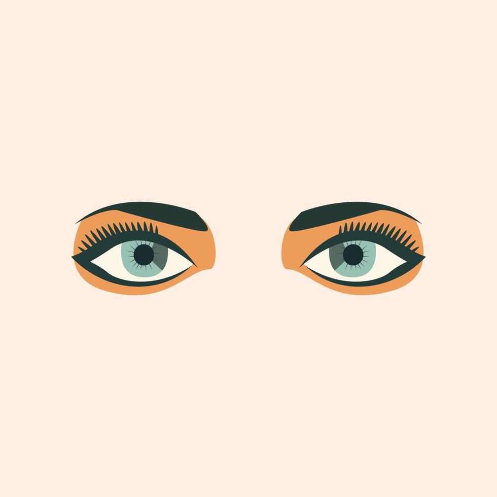 Green Eyes Vivid Flat Image. Perfect for different cards, textile, web sites, apps vector
