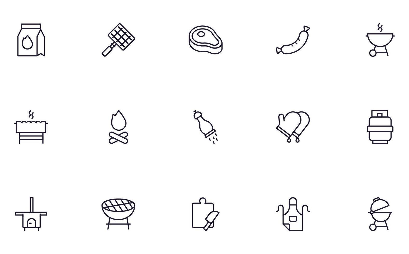 BBQ concept. Collection of modern high quality bbq line icons. Editable stroke. Premium linear symbol for web sites, flyers, banners, online shops and companies. vector