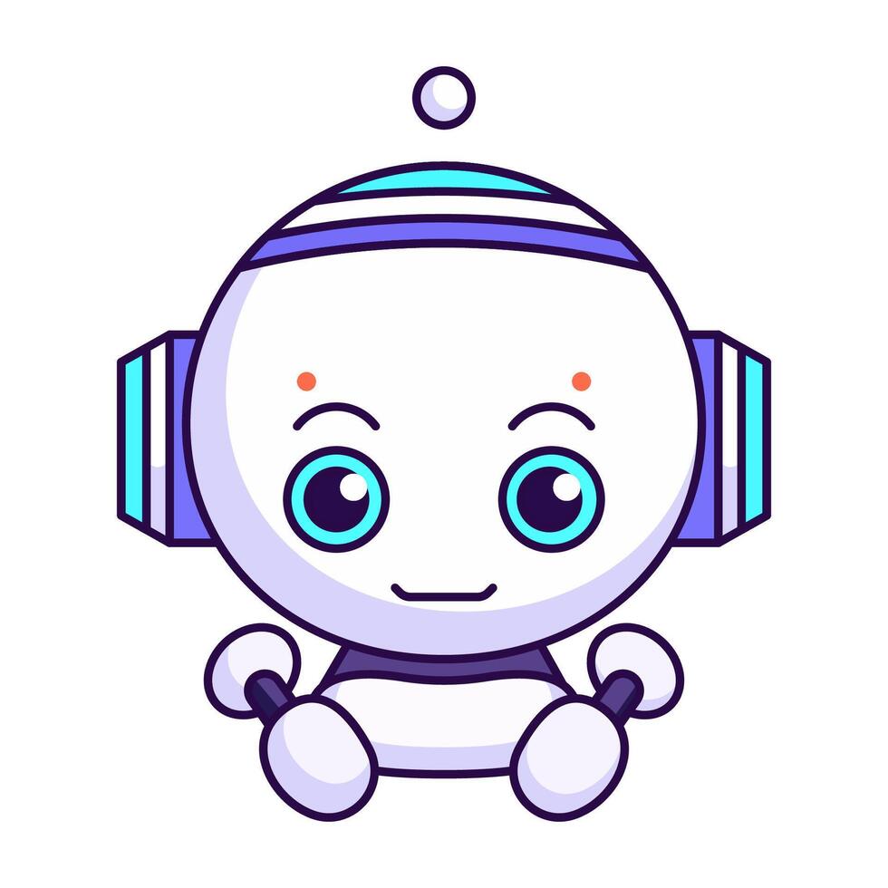 bonito robot asistencia vector plano ilustración. Perfecto para diferente tarjetas, textil, web sitios, aplicaciones