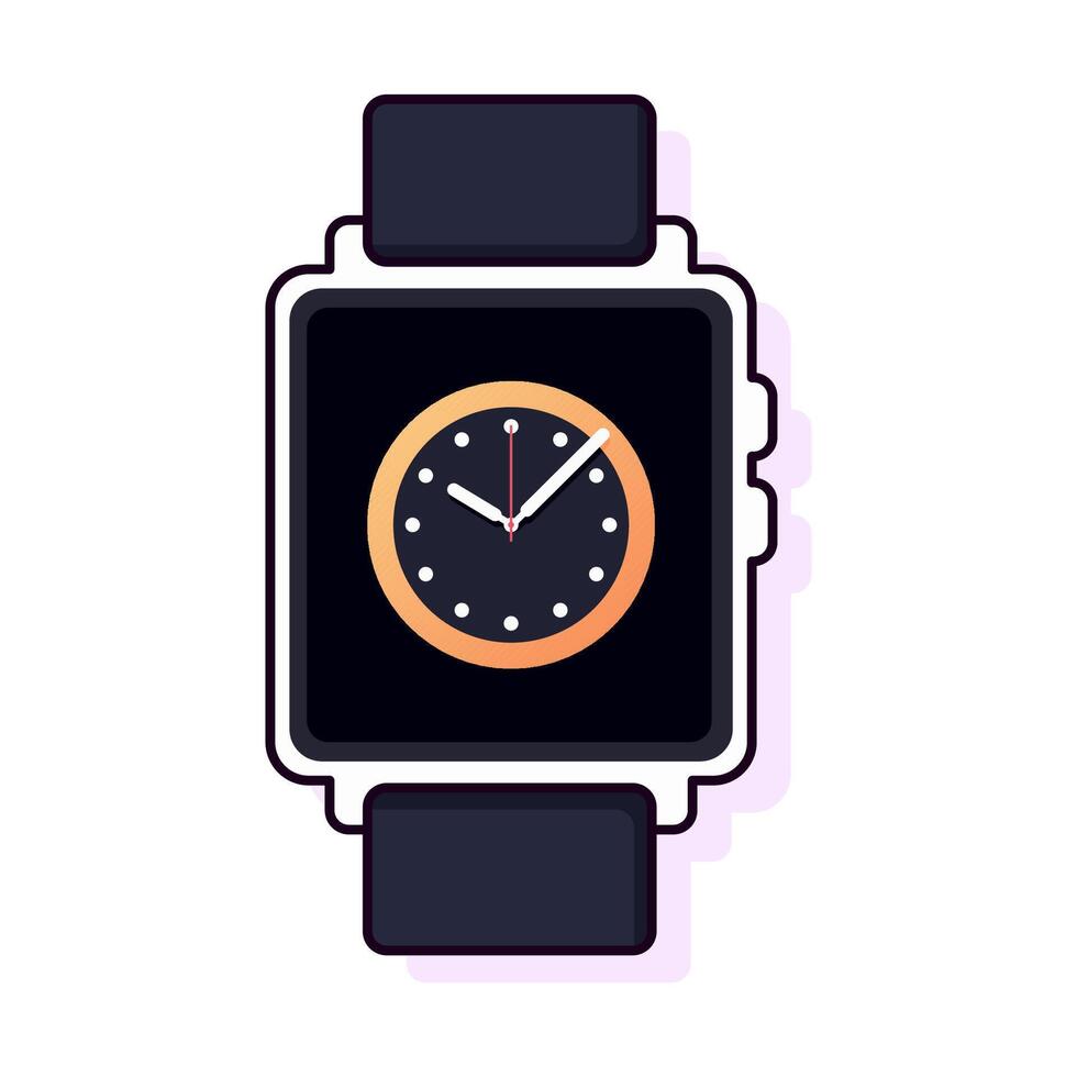Wristwatch Vibrant Flat Picture. Perfect for different cards, textile, web sites, apps vector