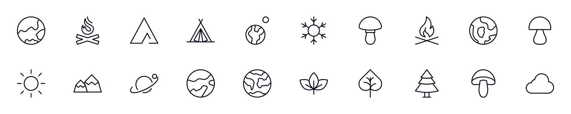 Nature web outline symbols collection for stores, shops, banners, design vector