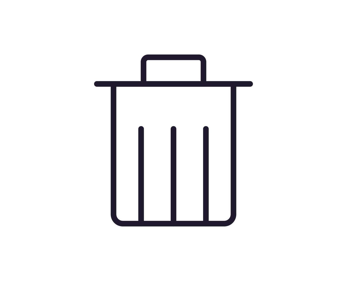 Simple sign and symbols for UI. Suitable for web sites, apps, internet stores. Editable stroke. Vector line icon of trash can as symbol delete