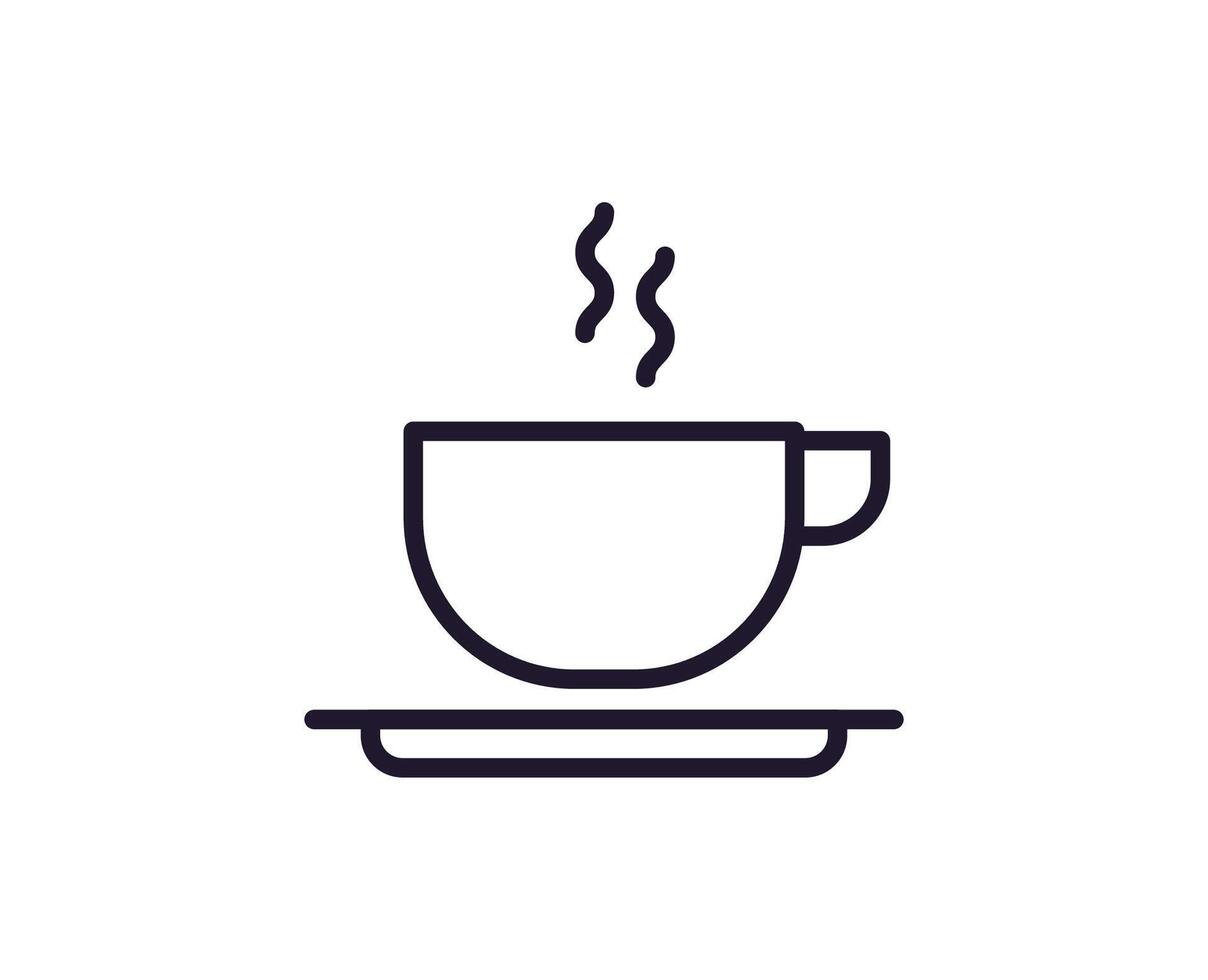 Kitchen and cooking concept. Vector sign drawn with black thin line. Editable stroke. Line icon of cup of tea or coffee