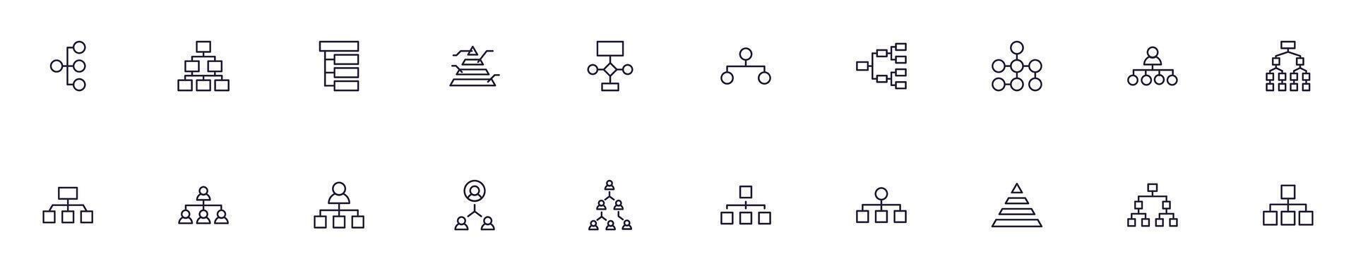 Hierarchy modern web icons for infographics. Simple linear illustration for apps, sites, infographics vector