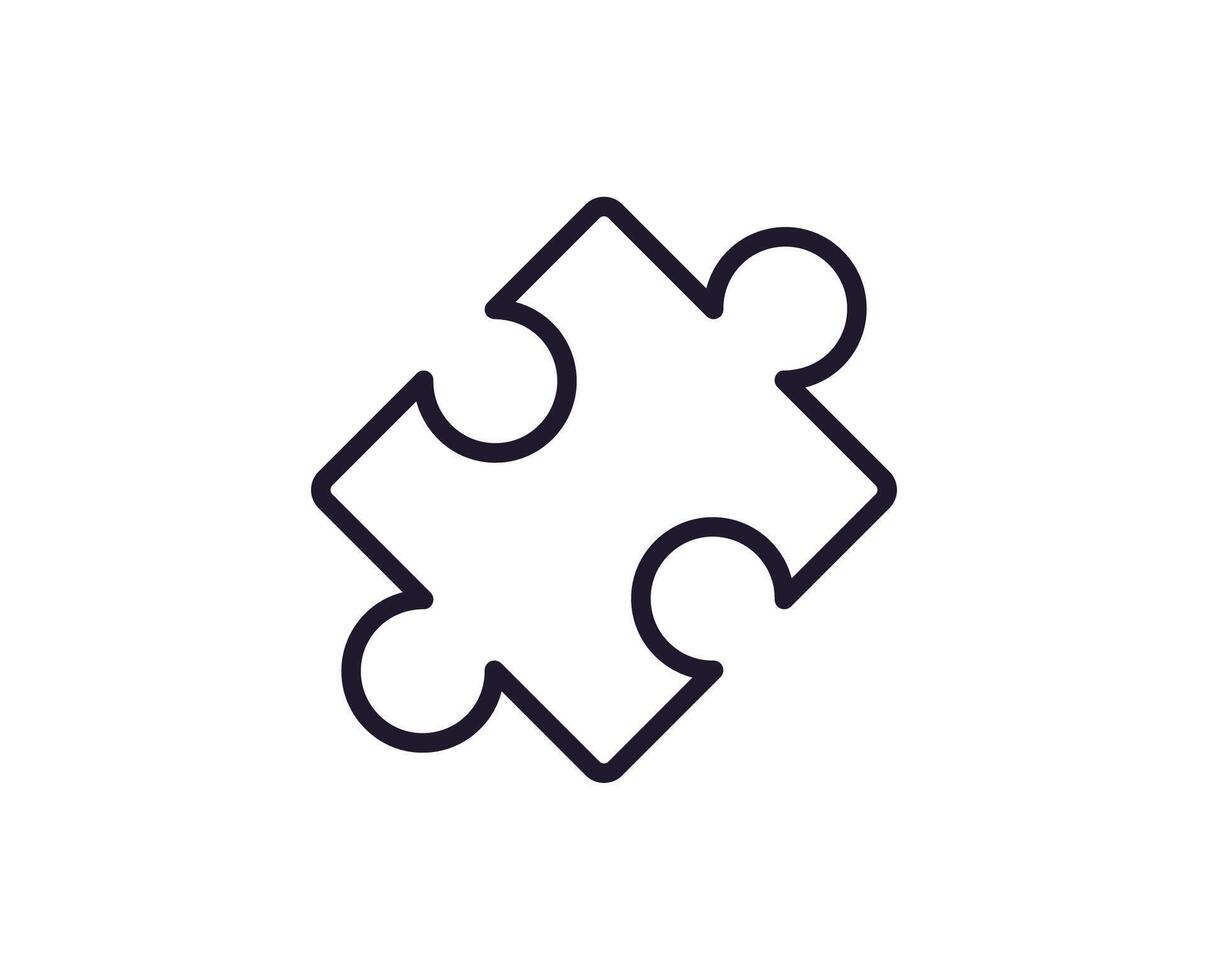 Interface and internet sign. Vector simple minimalistic isolated symbols in line style. Editable strokes. Vector line icon of puzzle