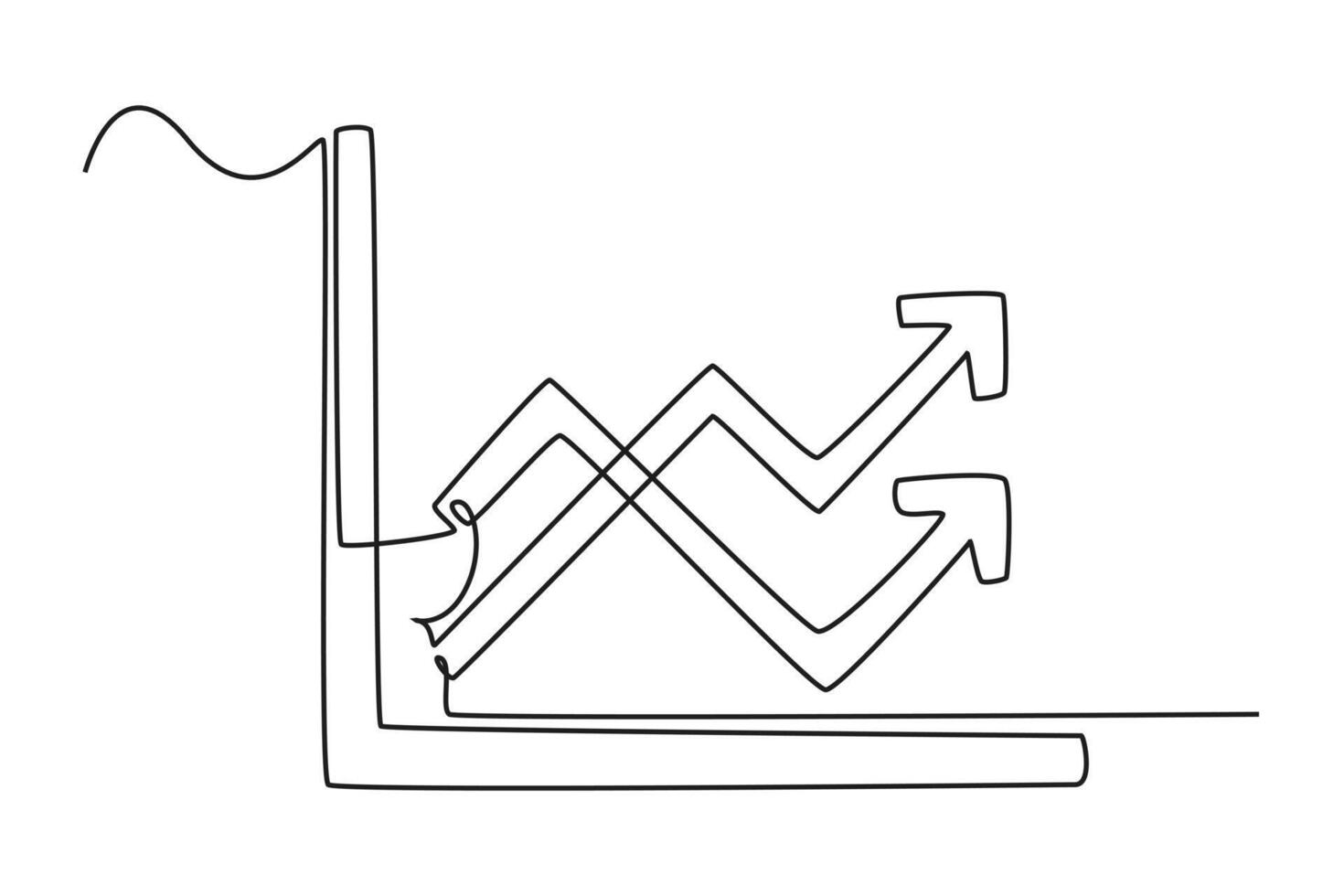 Continuous one line drawing charts, diagrams, schemes, graphs concept for business presentation. Doodle vector illustration.