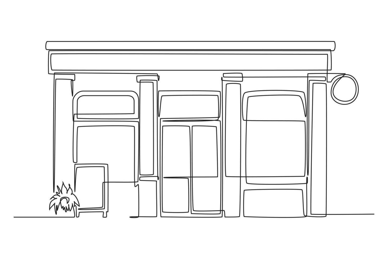 One continuous line drawing of Coffeehouse, coffee shop or cafe concept. Doodle vector illustration in simple linear style.