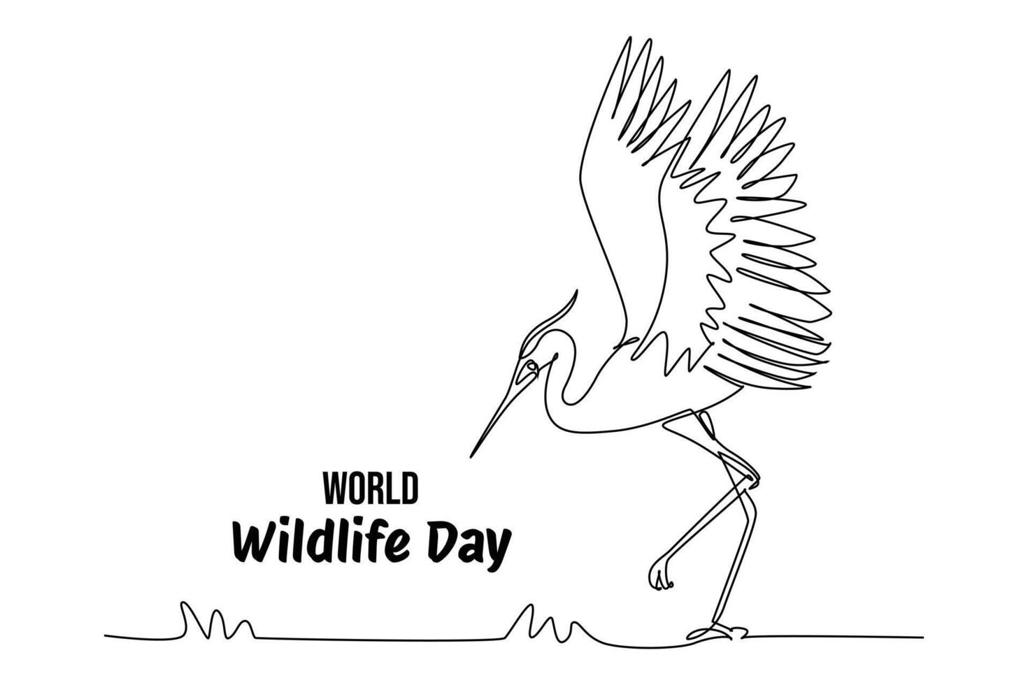 Continuous one line drawing world wildlife day concept. Doodle vector illustration.