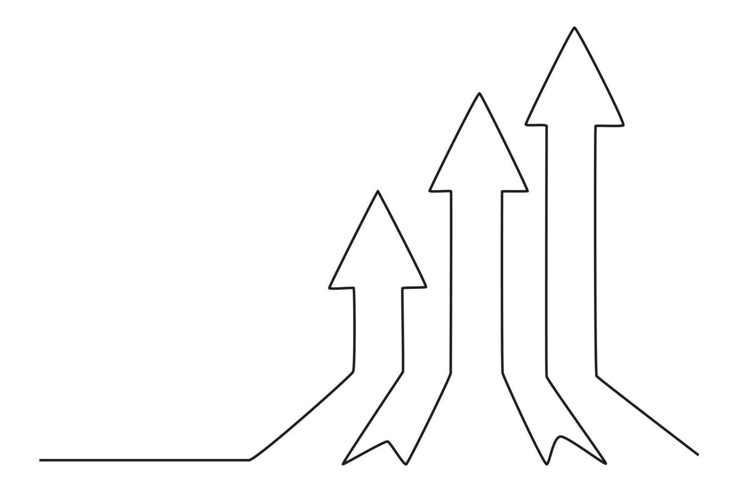 One continuous line drawing of arrow concept. Doodle vector illustration in simple linear style.