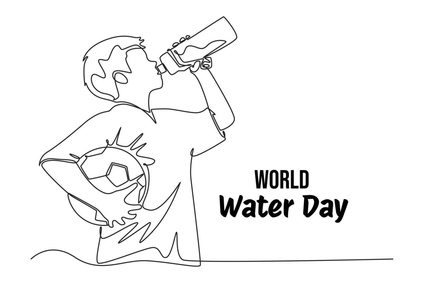 One continuous line drawing of world water day concept. Doodle vector illustration in simple linear style.