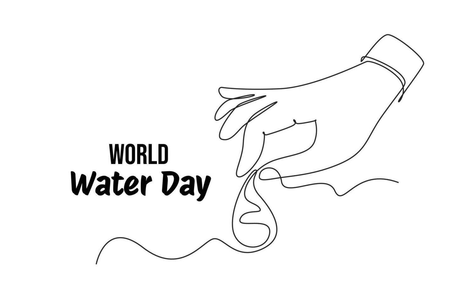 One continuous line drawing of world water day concept. Doodle vector illustration in simple linear style.