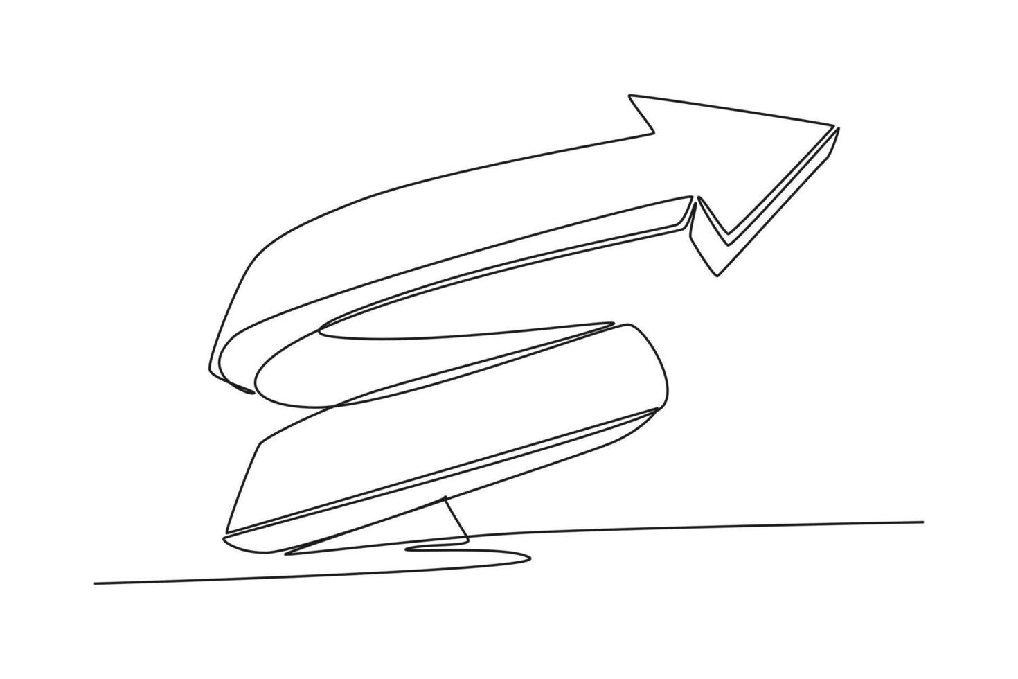 One continuous line drawing of arrow concept. Doodle vector illustration in simple linear style.