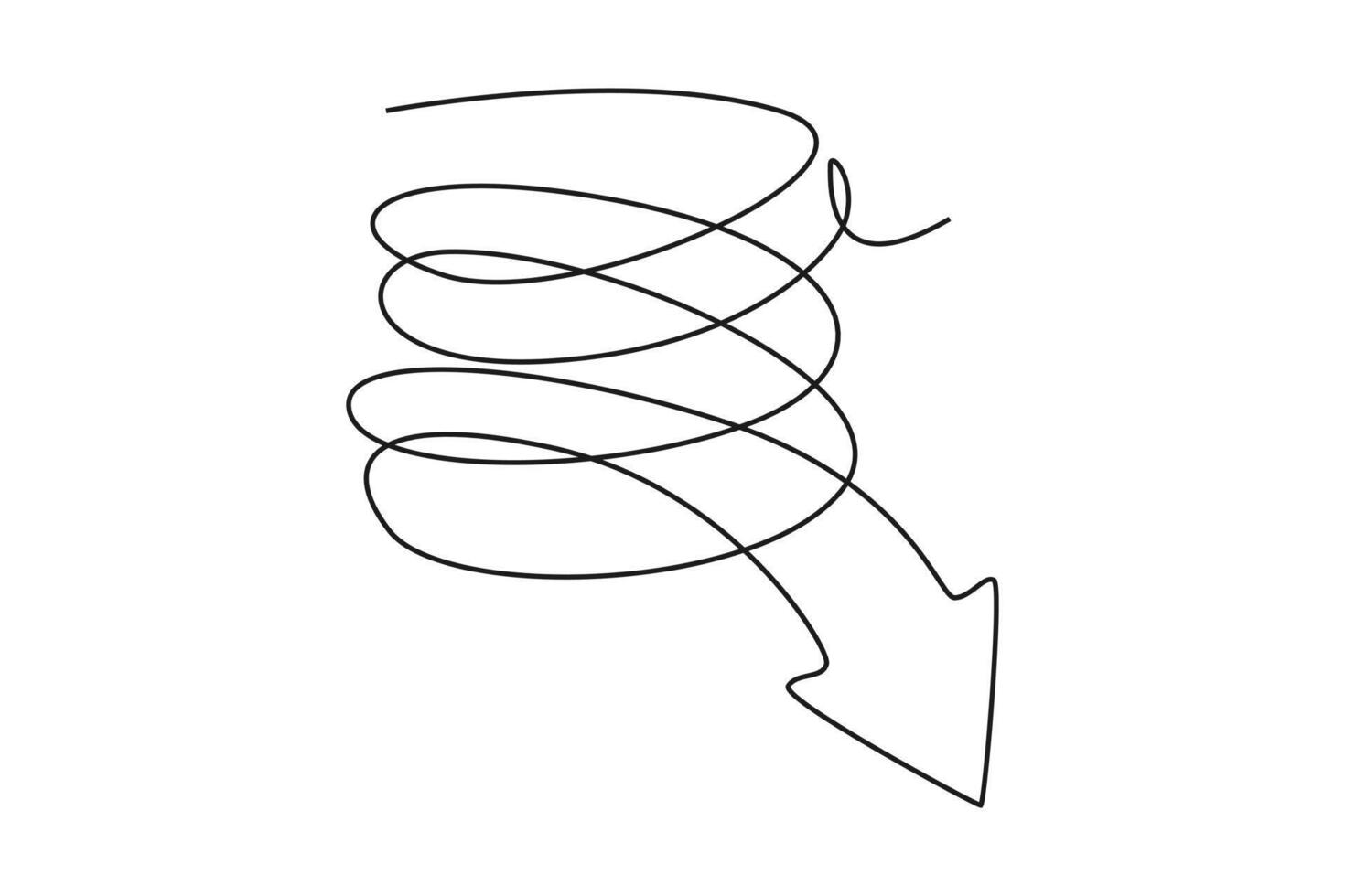 One continuous line drawing of arrow concept. Doodle vector illustration in simple linear style.