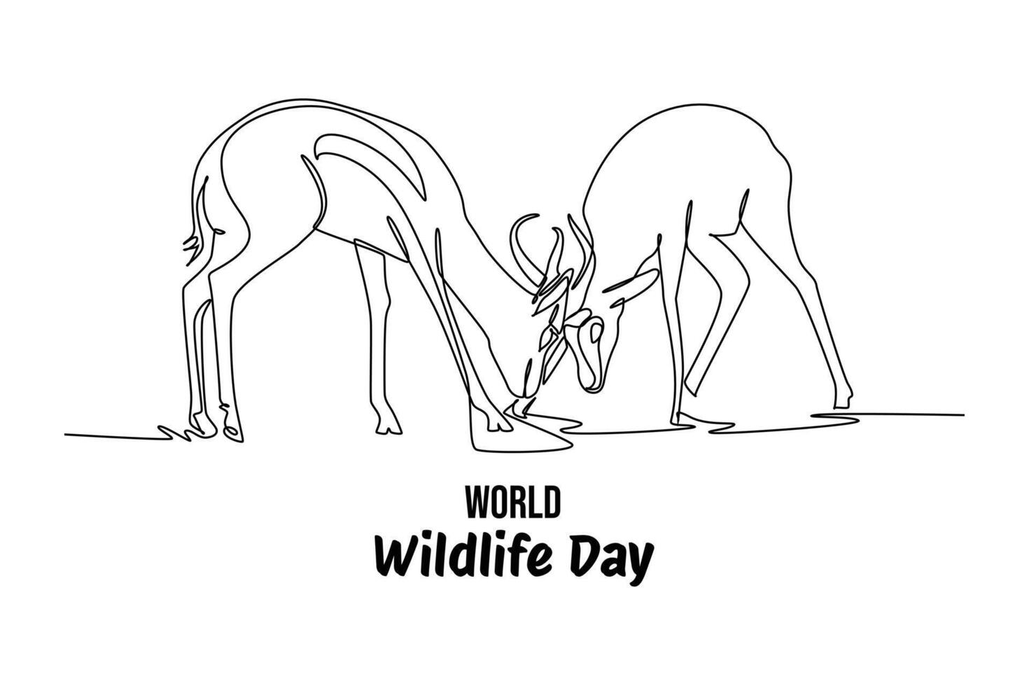 Continuous one line drawing world wildlife day concept. Doodle vector illustration.