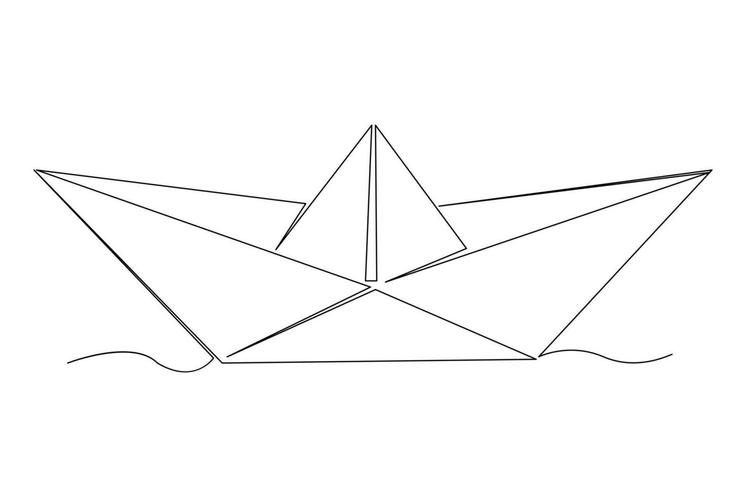 Continuous one line drawing paper boat outline vector art illustration