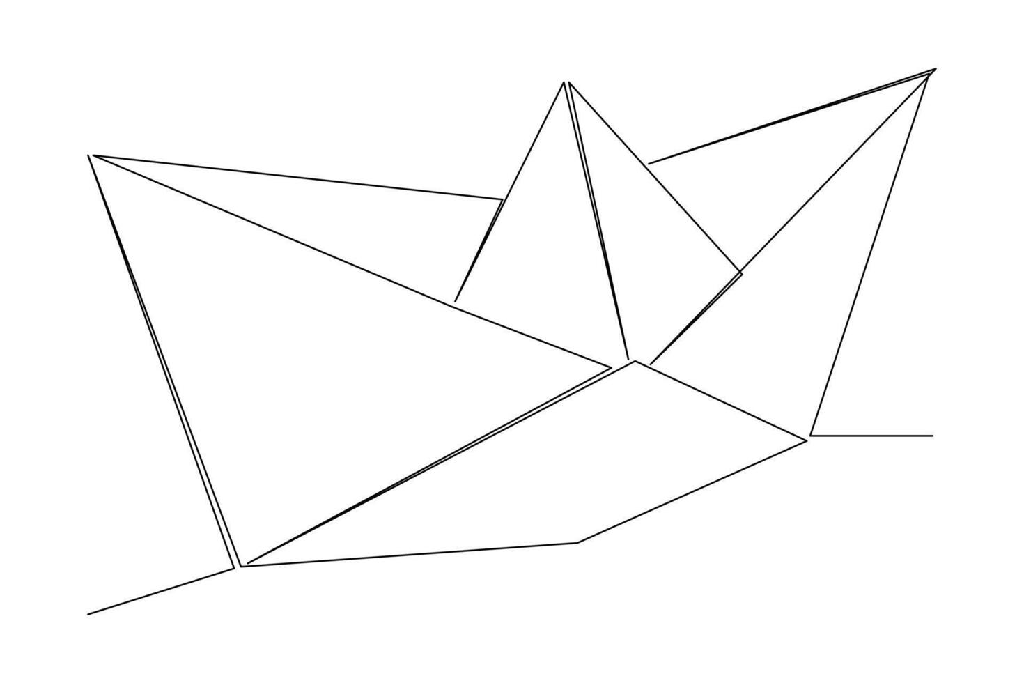 Continuous one line drawing paper boat outline vector art illustration