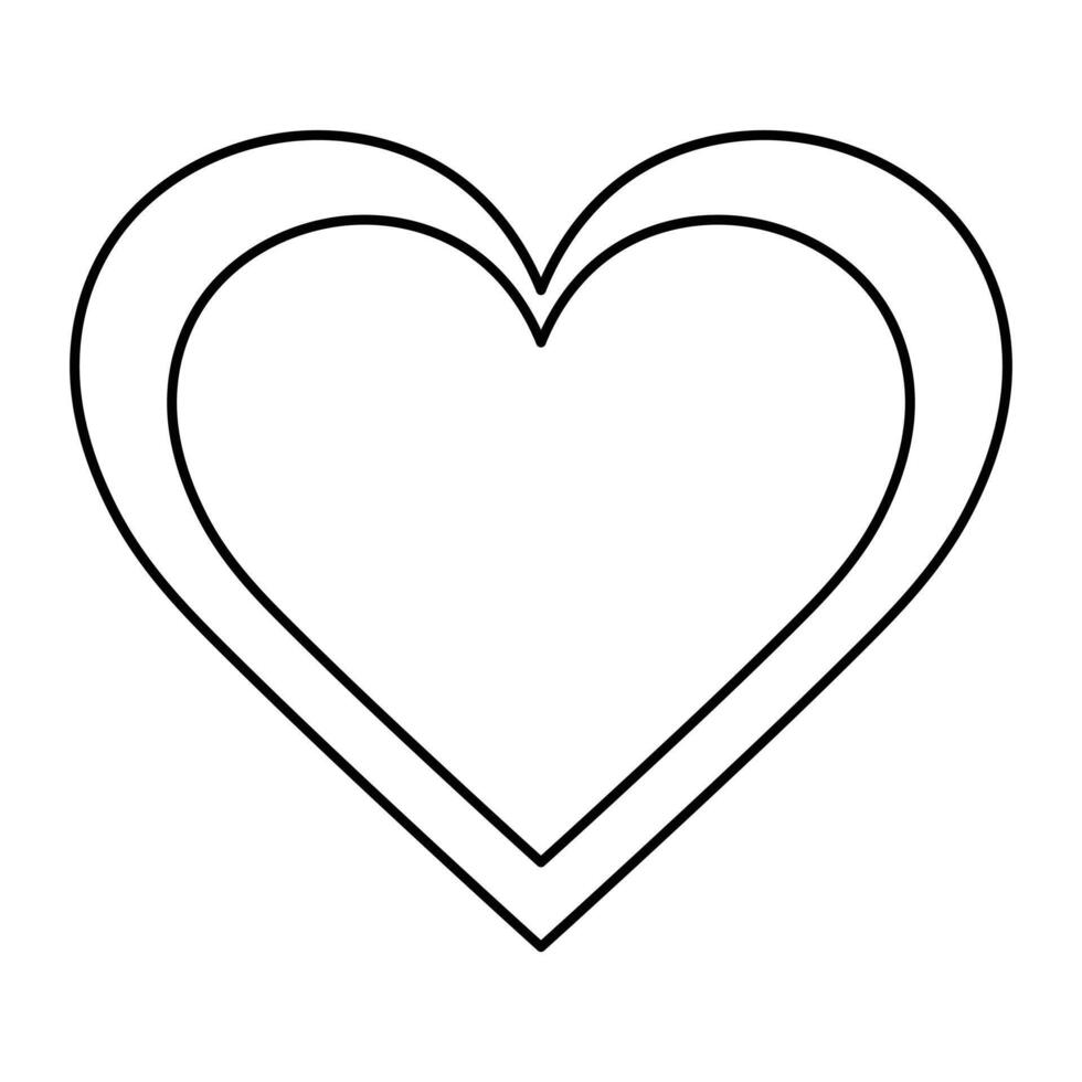 Heart continuous one line art drawing color shape Love sign outline Vector illustration