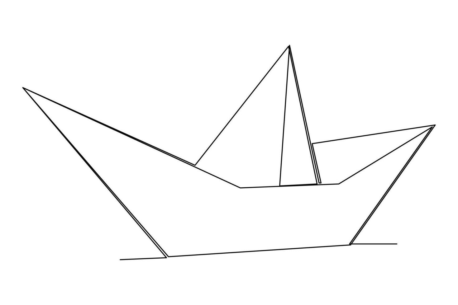 Continuous one line drawing paper boat outline vector art illustration
