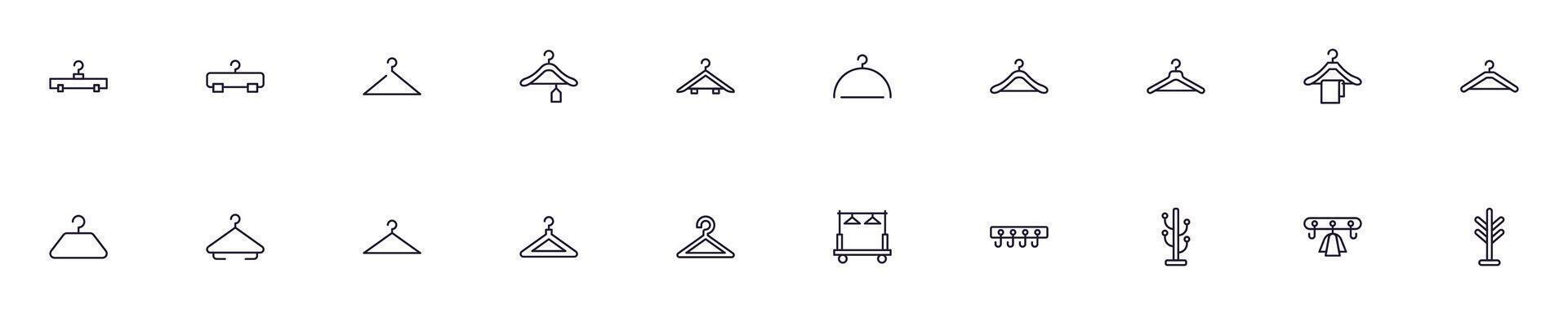 Collections of line icons of clothes hanger. Simple linear illustration that perfect for web banners, social networks, articles, infographics vector