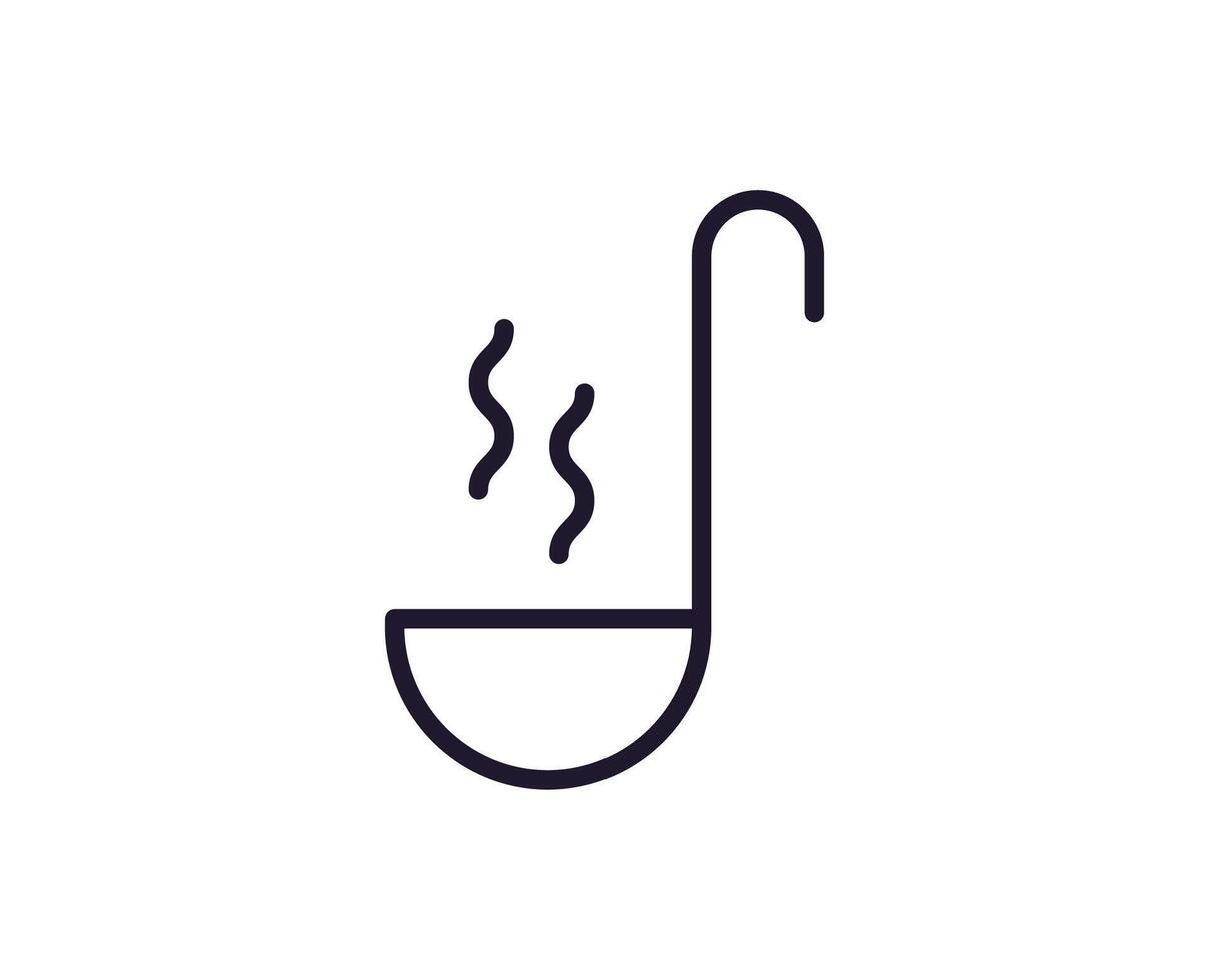 Kitchen and cooking concept. Vector sign drawn with black thin line. Editable stroke. Line icon of ladle