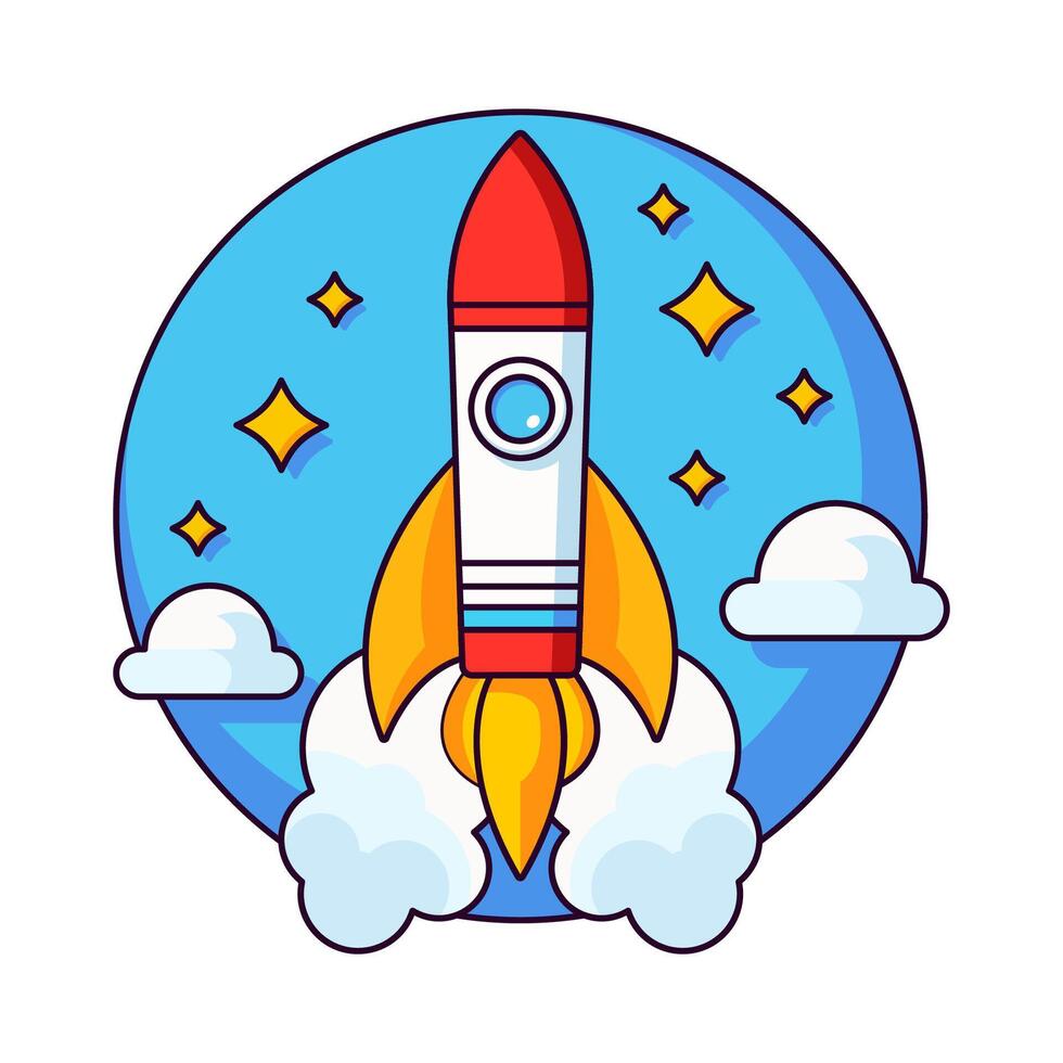 Spaceship Vector Isolated Flat Illustration. Perfect for different cards, textile, web sites, apps