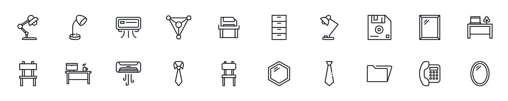 Office thin line icons set. Simple linear illustrations that suitable for apps, infographics, books, online shops and stores vector