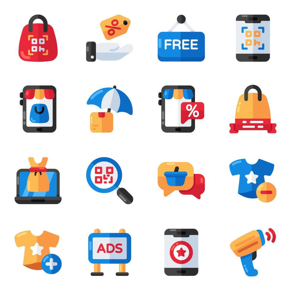 Set of Shopping and Spending Flat Icons vector
