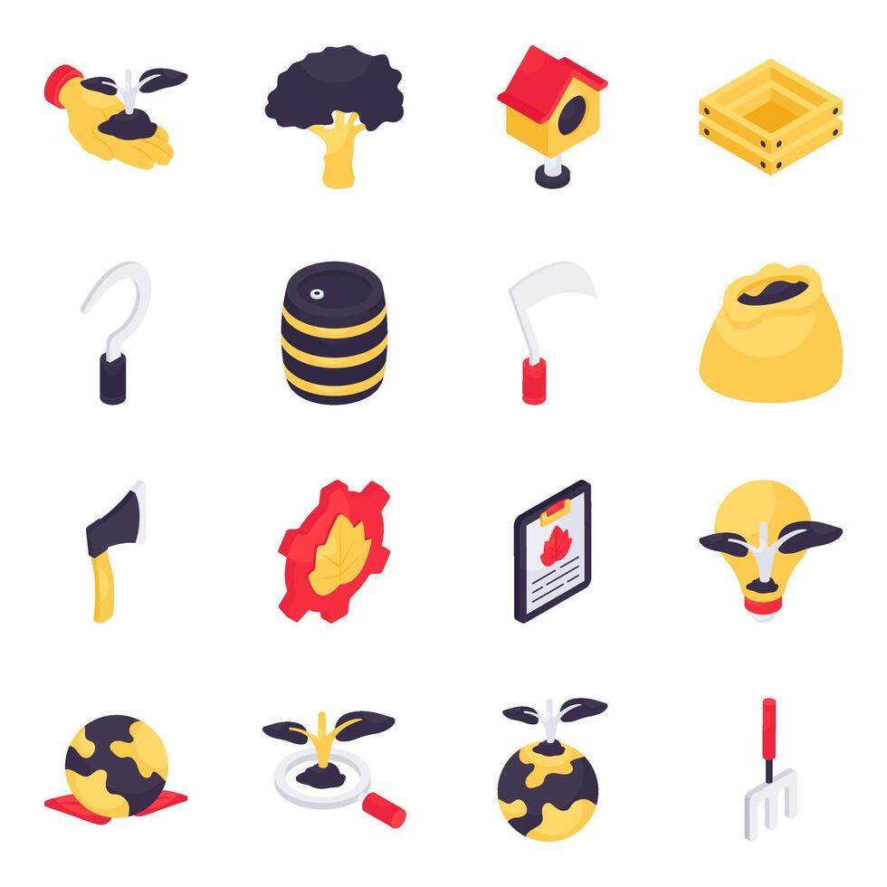 Set of Ecology Isometric Icons vector