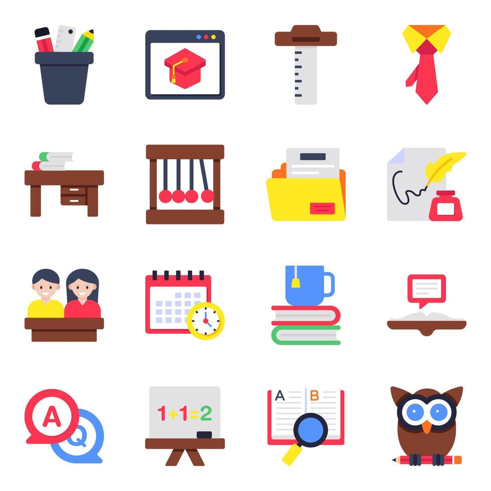 Set of Education and Study Flat Icons vector