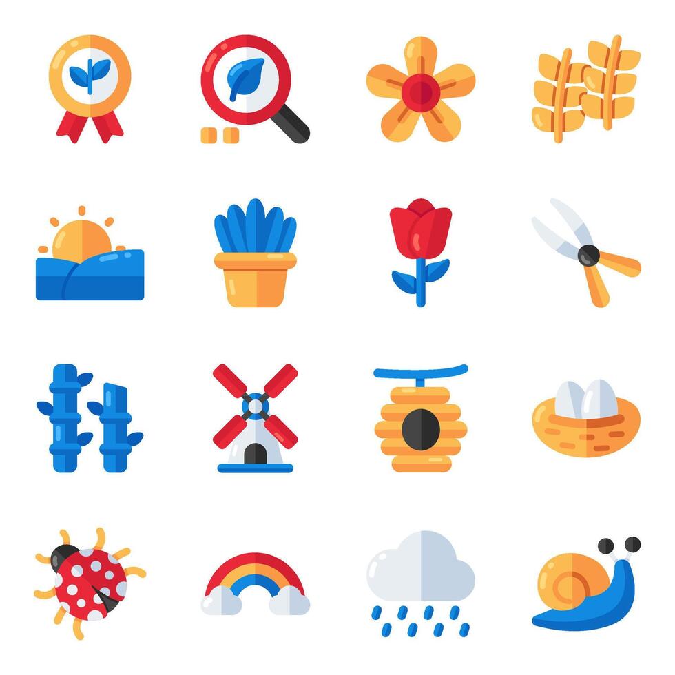 Set of Nature Flat Icons vector