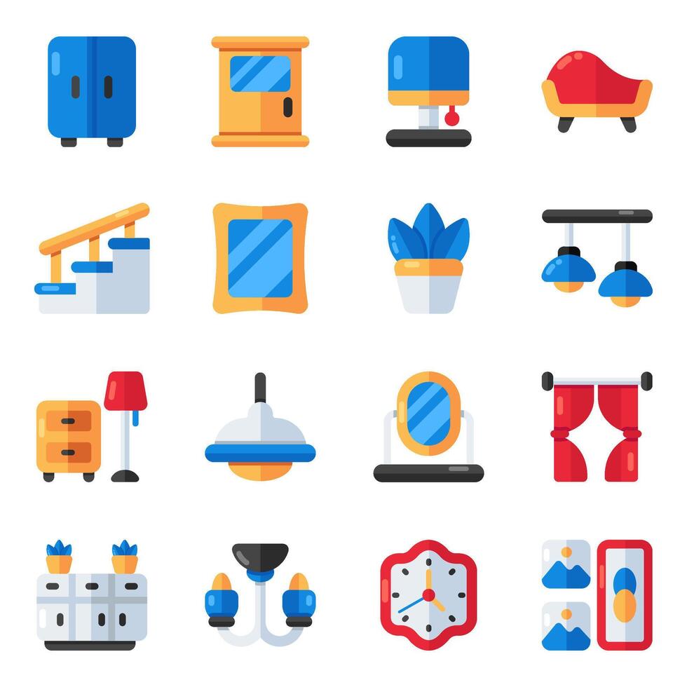 Set of Furniture Flat Icons vector