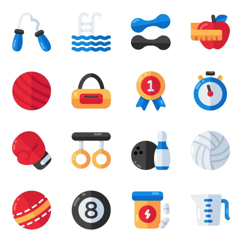 Set of Sports Tools Flat Icons vector