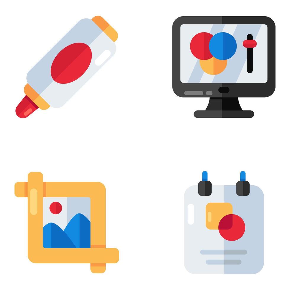 Set of Designing and Creativity Flat Icons vector