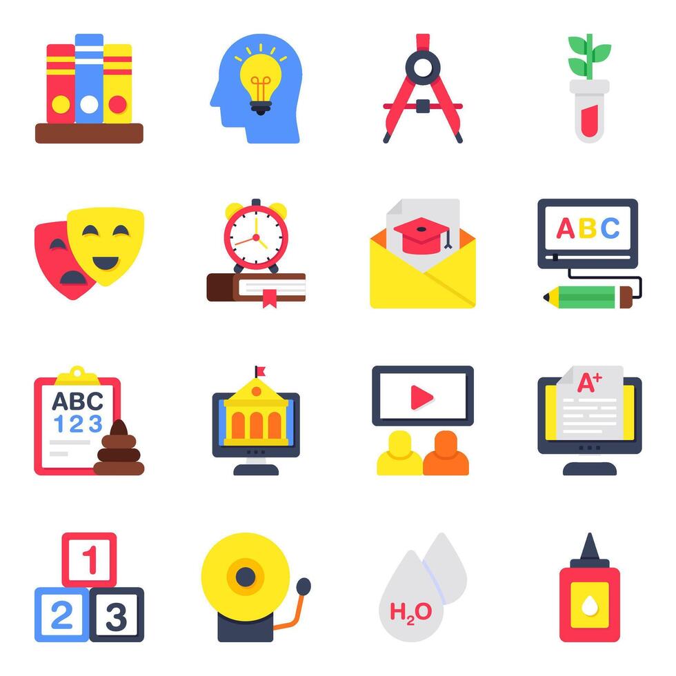 Set of Education and Learning Flat Icons vector