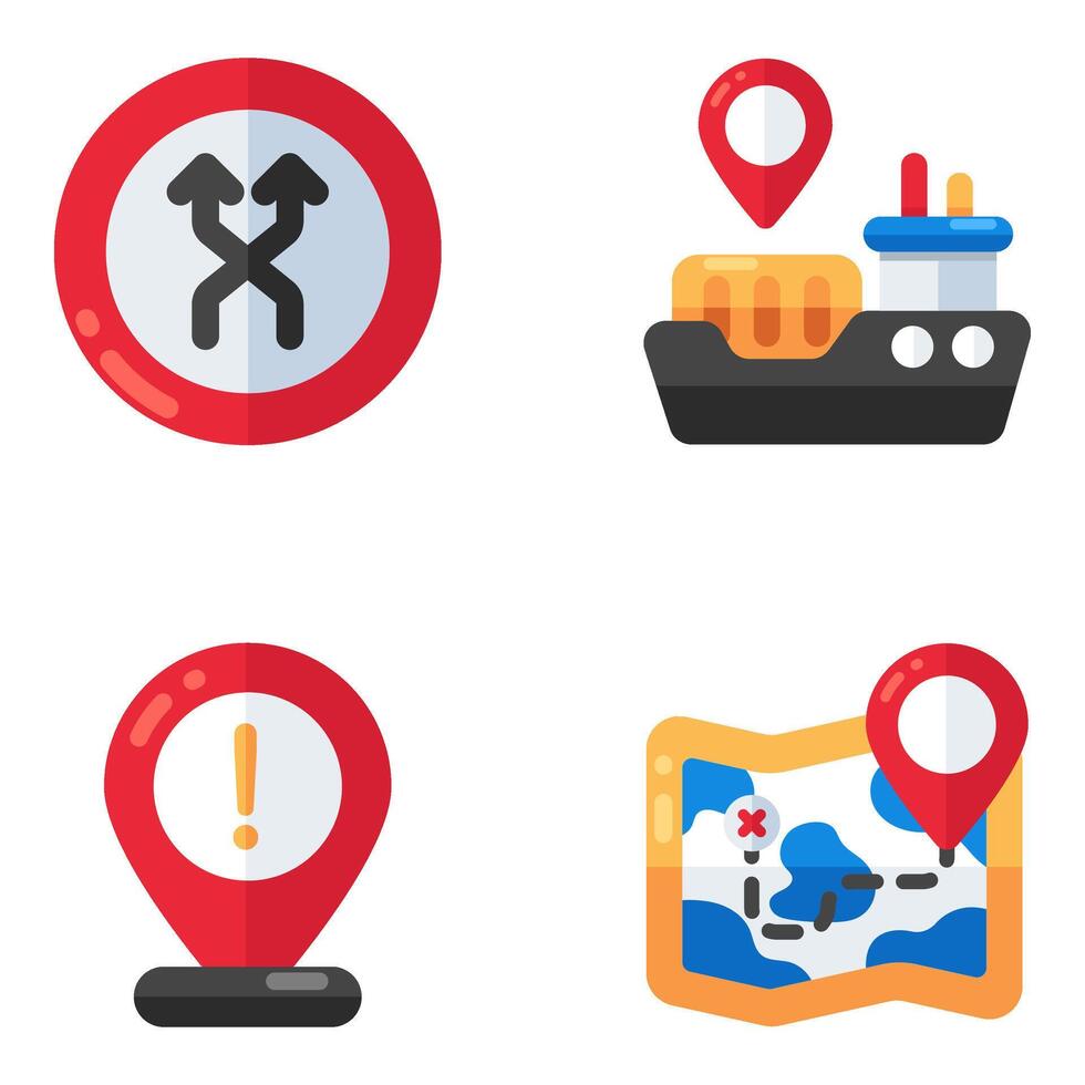 Set of Location Flat Icons vector