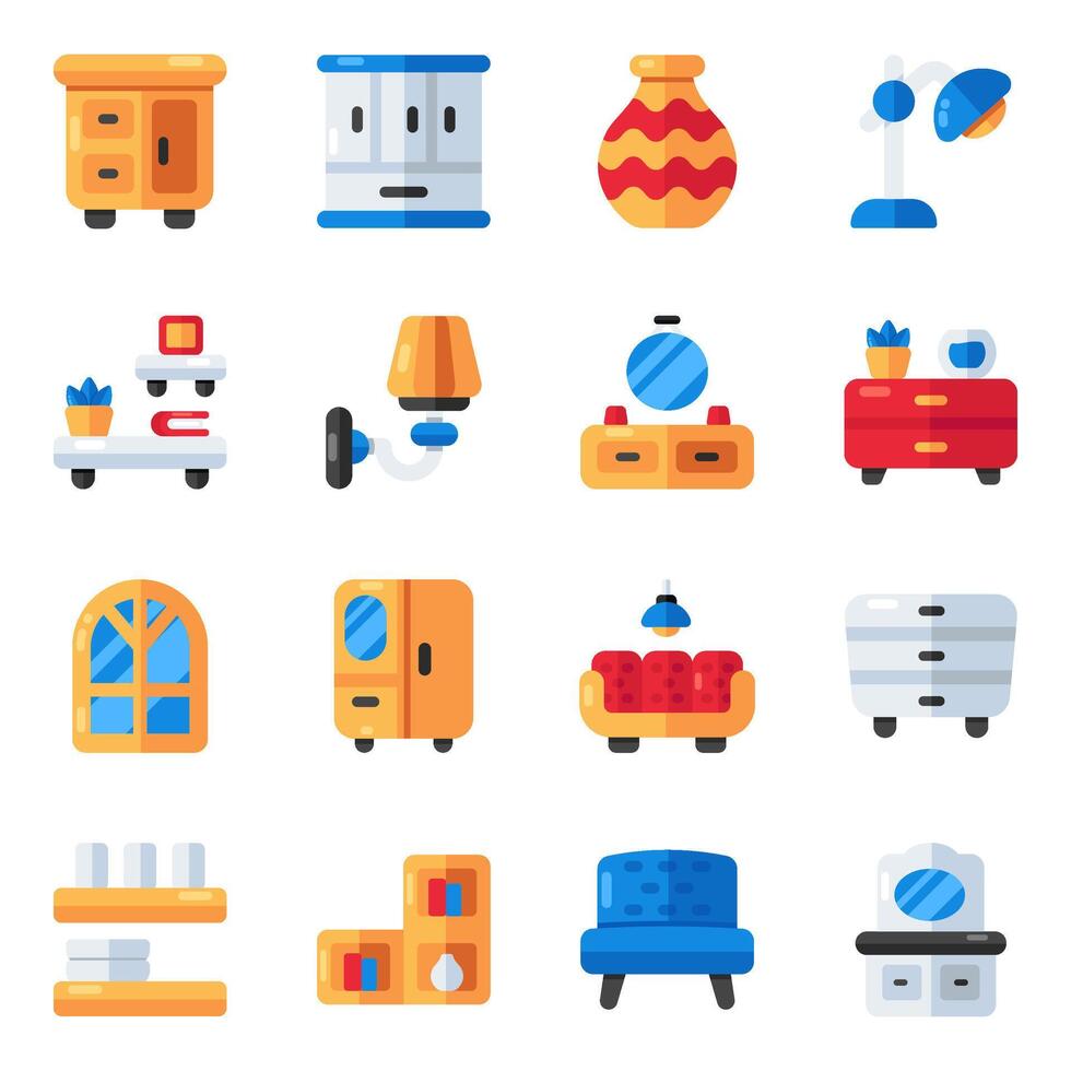 Set of Houseware Flat Icons vector