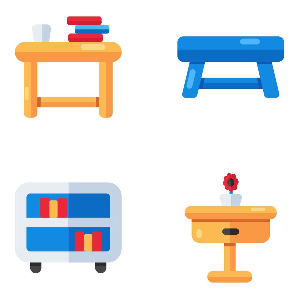 Set of Furniture and Interior Flat Icons vector