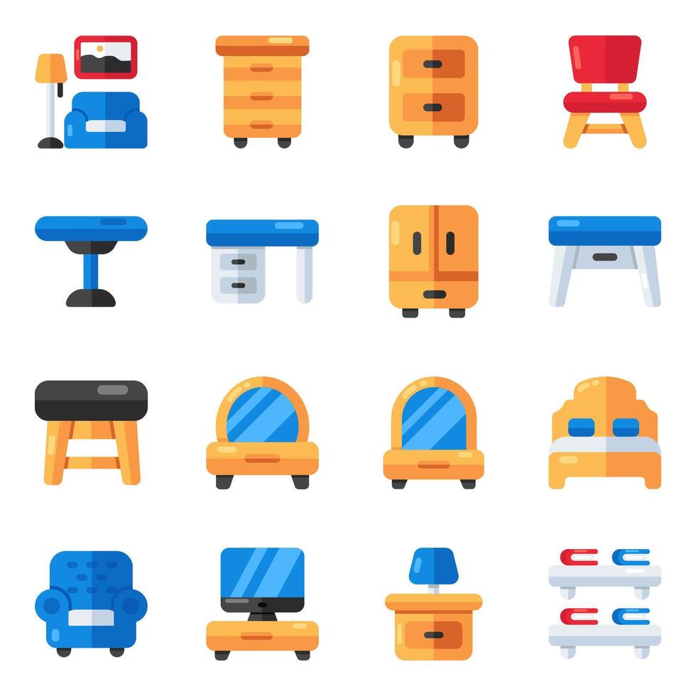Set of Interior Flat Icons vector