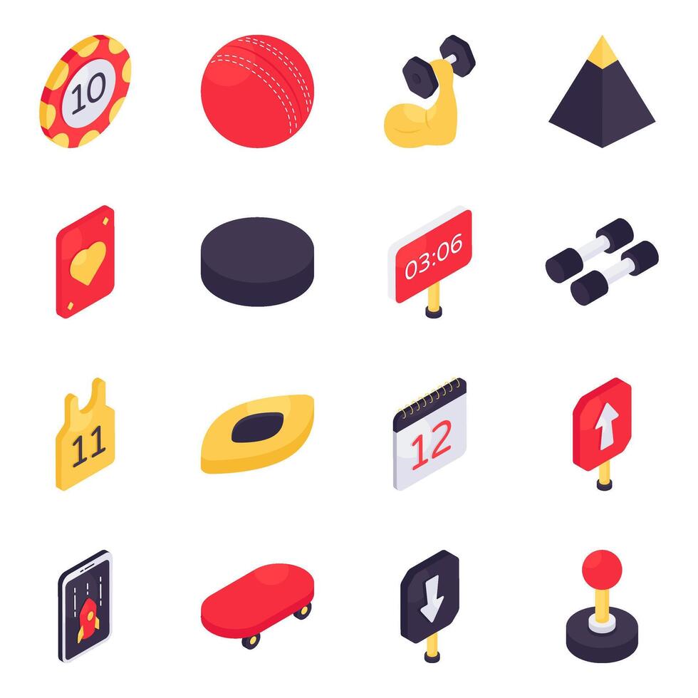 Set of Sports and Gym Isometric Icons vector