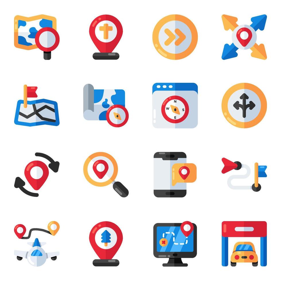 Set of Location Flat Icons vector