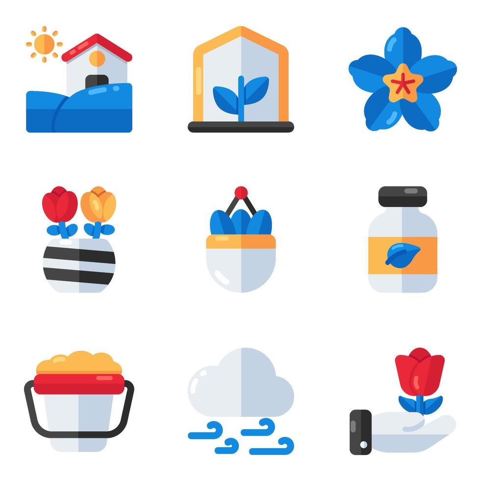 Set of Eco and Botany Flat Icons vector
