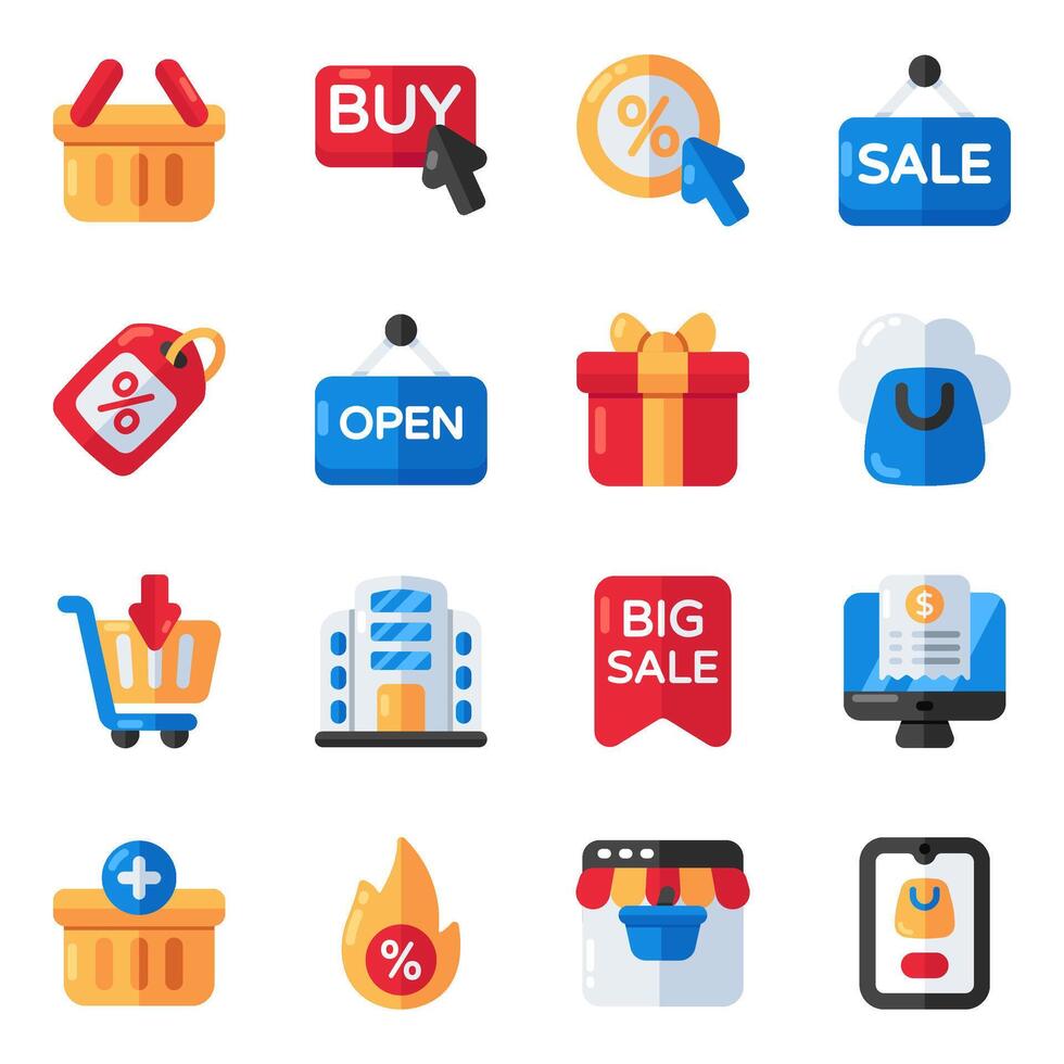 Set of Commerce Flat Icons vector