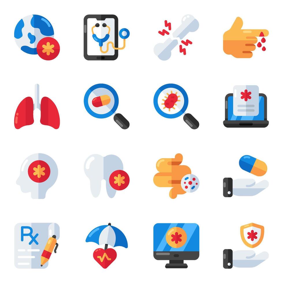 Set of Medical and Pharmacy Flat Icons vector