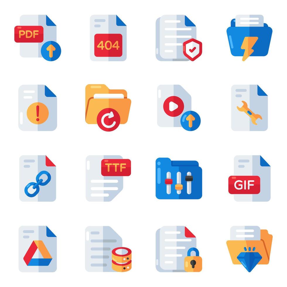 Set of Data Flat Icons vector