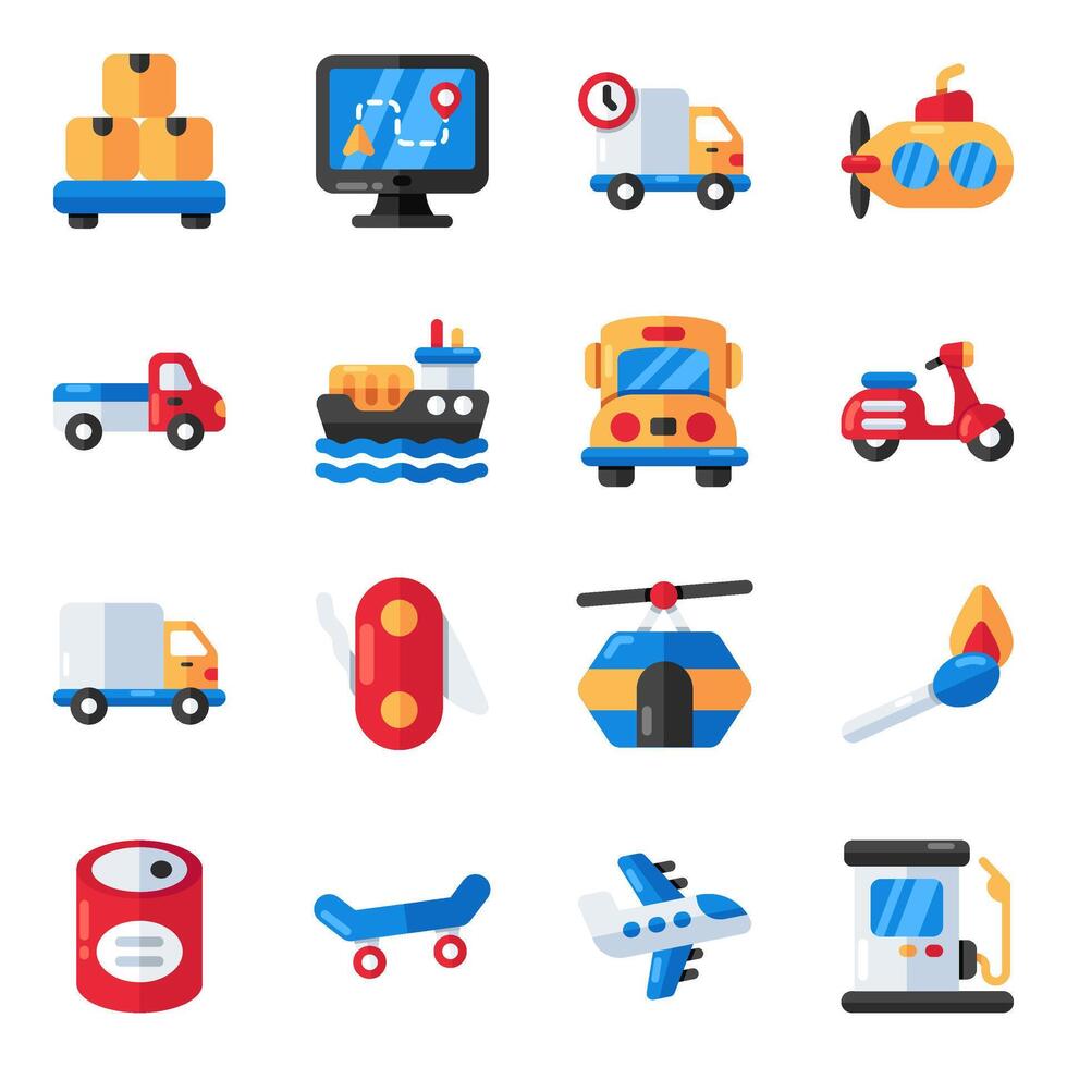 Set of Holidays Flat IconsSet of Travel and Tour Flat Icons vector