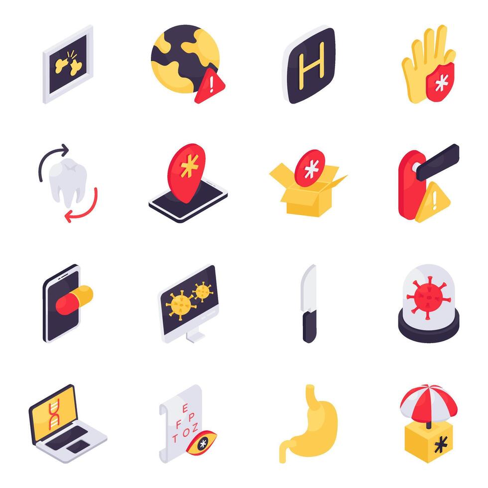 Set of Medical Tools Isometric Icons vector