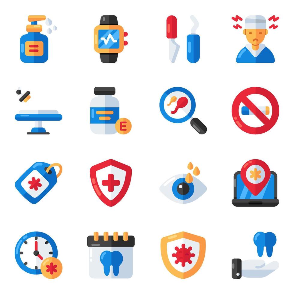 Set of Medical Tools Flat Icons vector